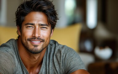 Obraz premium handsome man wearing casual clothing, want to smiling