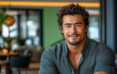 Obraz premium handsome man wearing casual clothing, want to smiling