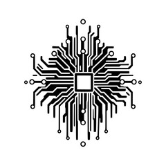 Abstract Technology Circuit Board Design:  A captivating graphic of a stylized microchip, symbolizing innovation, connectivity, and the digital age. Perfect for tech-related projects.