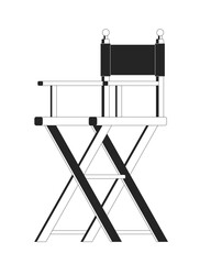 Director chair black and white 2D line object. Film equipment. Movie industry. Creative studio. Filmmaking. Portable furniture isolated clip art vector outline item. Monochromatic spot illustration