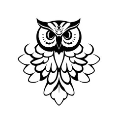 Majestic Owl: Black and White Ornate Bird Illustration.  A striking vector graphic design featuring a detailed owl, perfect for nature lovers and design enthusiasts.