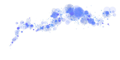 Glowing blue bokeh circles. Christmas background. Powder. Magic shining blue dust. Fine, shiny dust bokeh particles fall off slightly. Fantastic shimmer effect. PNG.