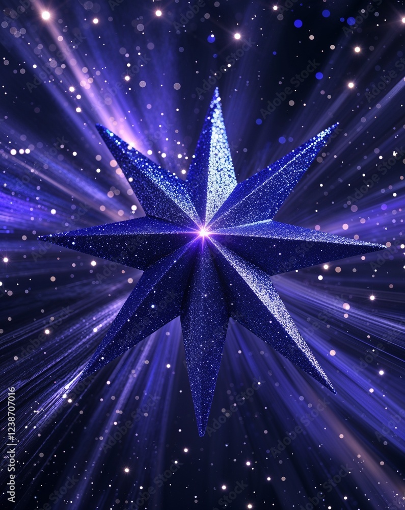 Poster indigo glitter stars pulsing with deep celestial radiance abstract background