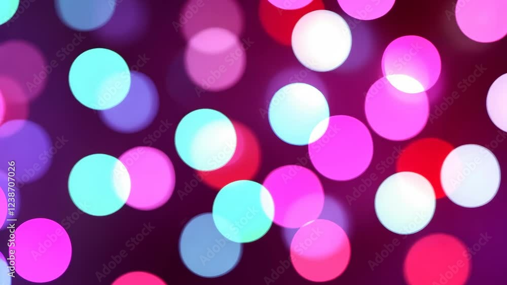 Poster colorful bokeh lights create a vibrant and festive atmosphere at a nighttime event in an urban setti