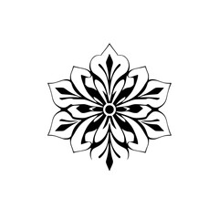 Elegant Black and White Floral Mandala Design:  A Symmetrical Vector Graphic for Decorative and Ornamental Use