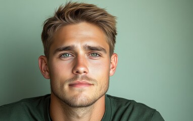 Obraz premium handsome man with a beard and a color shirt is smiling