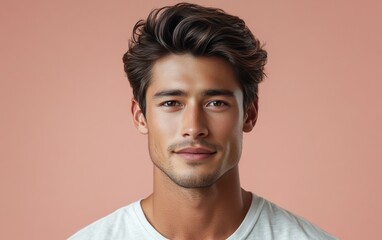 Fototapeta premium handsome man wearing casual clothing, want to smiling