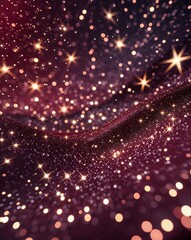 Obraz premium Maroon glowing glitter stars flickering like distant galaxies abstract background