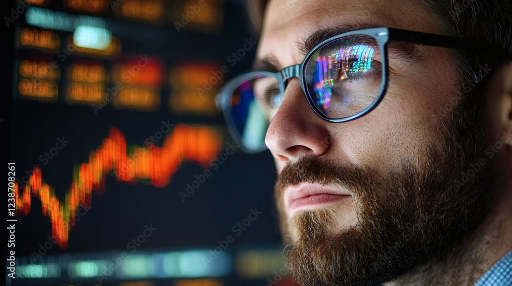 Poster wealth management professional contemplating investment risks with advanced stock market ai tools st