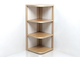 wooden corner shelve on a white background
