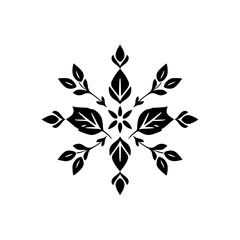 Fototapeta premium Elegant Black and White Floral Mandala Design: A Symmetrical Nature-Inspired Pattern for Decor and Vector Graphics.