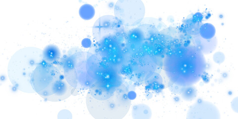 Obraz premium Glowing blue bokeh circles. Christmas background. Powder. Magic shining blue dust. Fine, shiny dust bokeh particles fall off slightly. Fantastic shimmer effect. PNG.