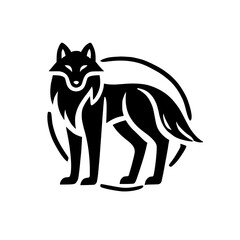 Majestic Wolf Silhouette: Black and White Animal Vector Graphic
