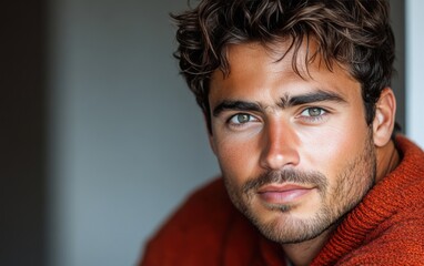 Fototapeta premium A young man with casual clothing is smiling for the camera