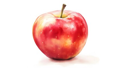 A Watercolor Painting of a Red Apple