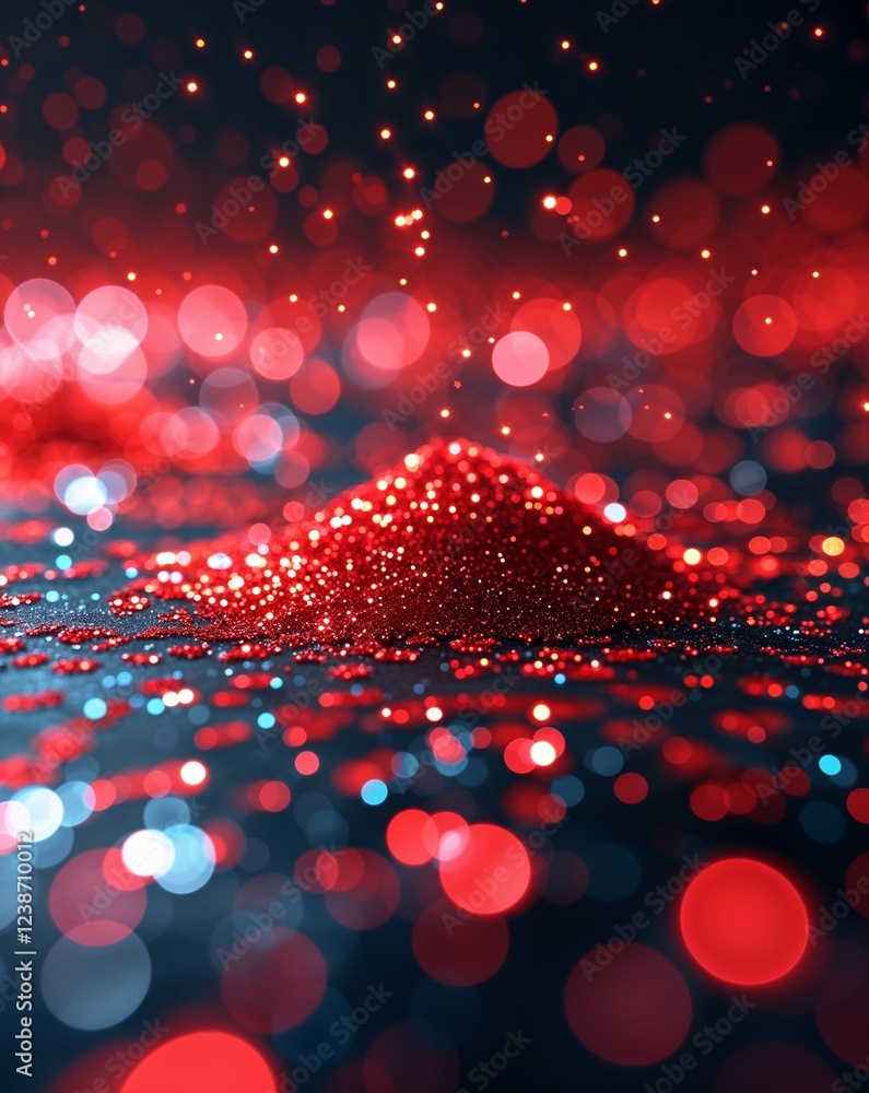 Aufkleber red glowing sparkles with smooth blurred light reflections abstract bokeh glitter concept background