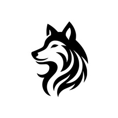 Majestic Wolf Head Logo Design: Black and White Vector Graphic