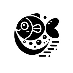 Cute Black and White Fish Illustration: Simple Sea Creature Design