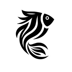 Elegant Black and White Fish Design: A Stylish Aquatic Animal Silhouette. Perfect for logos, prints, and home decor.
