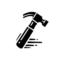 Black Hammer Icon: Construction, Industry, and DIY Tool Symbol