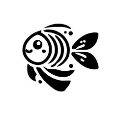 Cute Black and White Fish Illustration: Minimalist Animal Design