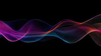 Vibrant multicolored curved lines in a rainbow gradient, creating a futuristic and dynamic effect