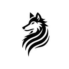 Majestic Wolf: Abstract Black and White Vector Graphic. Perfect for logos, prints, and designs.  Stylish and elegant, this captivating image evokes power and wildness.