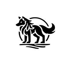 Majestic Wolf Silhouette: Night Animal Vector Graphic Design