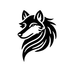 Wolf Head: Black and White Minimalist Animal Vector Graphic