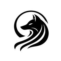 Majestic Wolf Logo Design: Abstract Black and White Vector Graphic for Branding