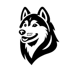 Majestic Husky Dog Portrait: Black and White Vector Graphic
