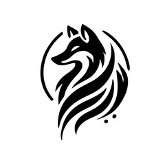 Majestic Wolf Logo Design: Black and White Abstract Vector Graphic