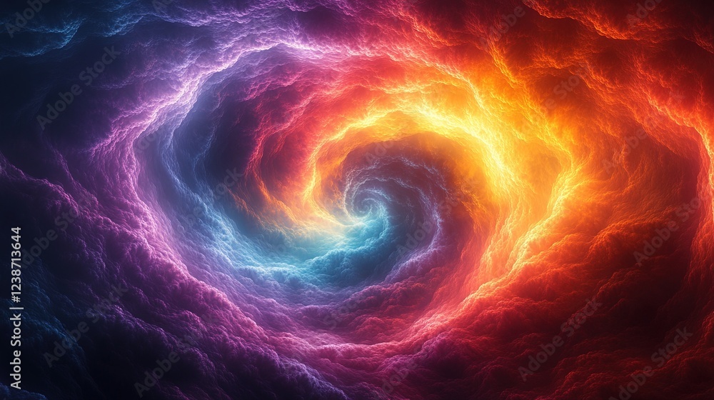 Poster swirling vibrant clouds create a colorful abstract vortex background for a poster