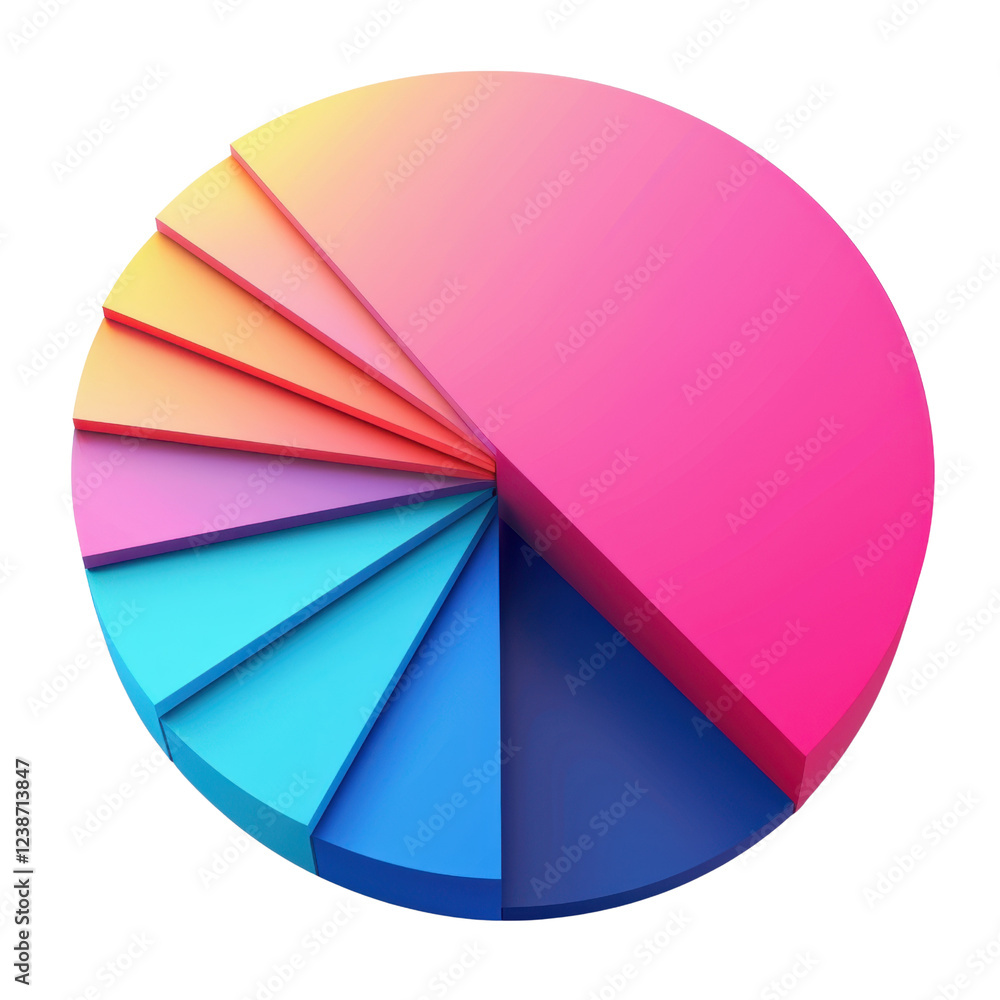 Poster colorful pie chart with gradient segments representing data distribution