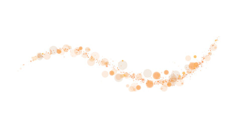 Glowing golden bokeh circles. Christmas background. Powder. Magic shining gold dust. Fine, shiny dust bokeh particles fall off slightly. Fantastic shimmer effect. PNG.