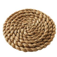 Obraz premium Natural woven round mat made of jute fibers, perfect for home decor. This eco friendly mat adds rustic touch to any space, enhancing warmth and style