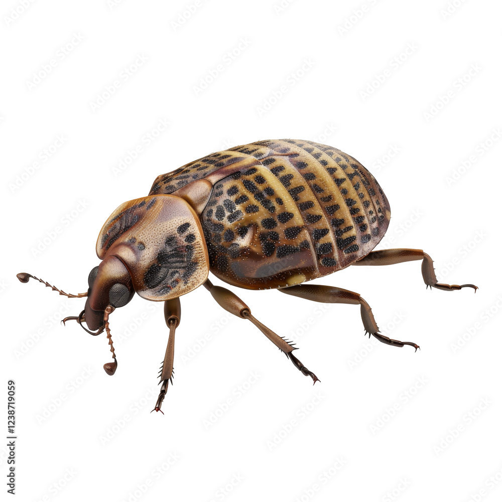 Poster detailed image of a brown beetle with intricate patterns on its shell and long antennae