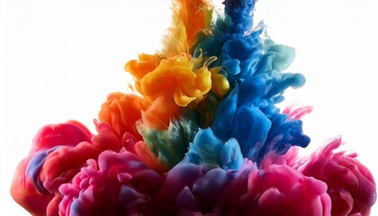 Obraz premium a colourful explosion of colorful ink clouds mixing in water growing a dynamic summary historical past