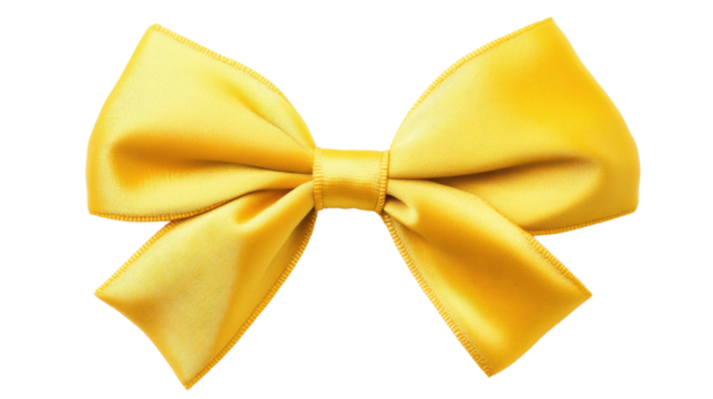 Elegant yellow bow isolated on transparent background
