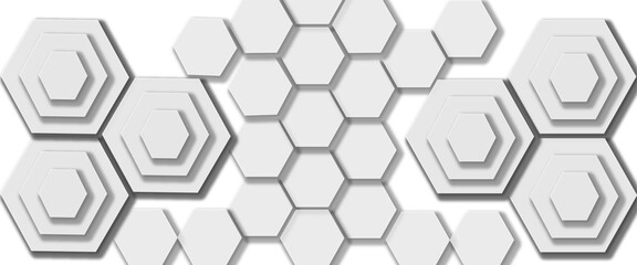 Abstract white hexagon pattern background. Abstract hexagon technology design background. Futuristic honeycomb mosaic white background. 