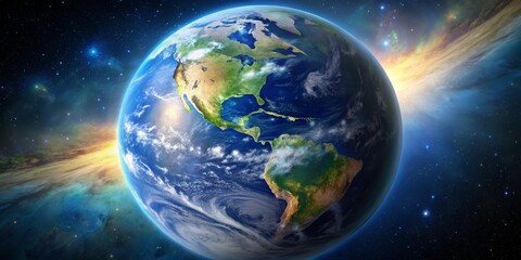 Obraz premium Earth's Embrace A Celestial View of North and South America