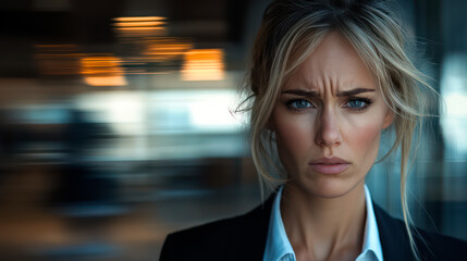 Female office worker with sad face