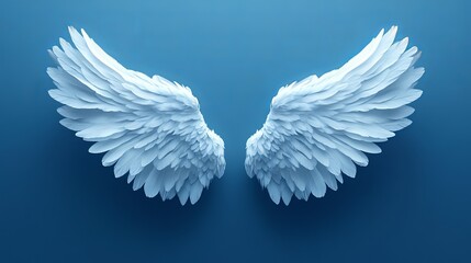 Vector background wallpaper featuring two white wings against a vibrant blue backdrop perfect for creative projects and digital designs showcasing freedom and potential