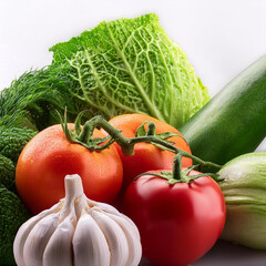 fresh vegetables on a white background