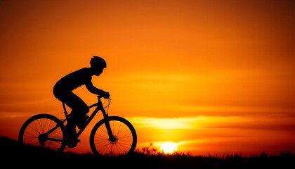 Silhouette of a Cyclist at Sunset