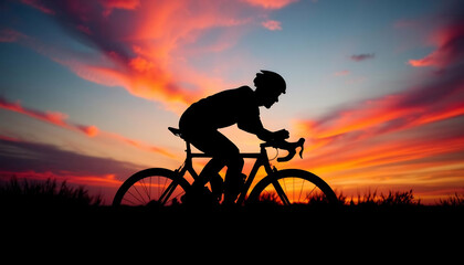 Obraz premium Silhouette of a Cyclist at Sunset