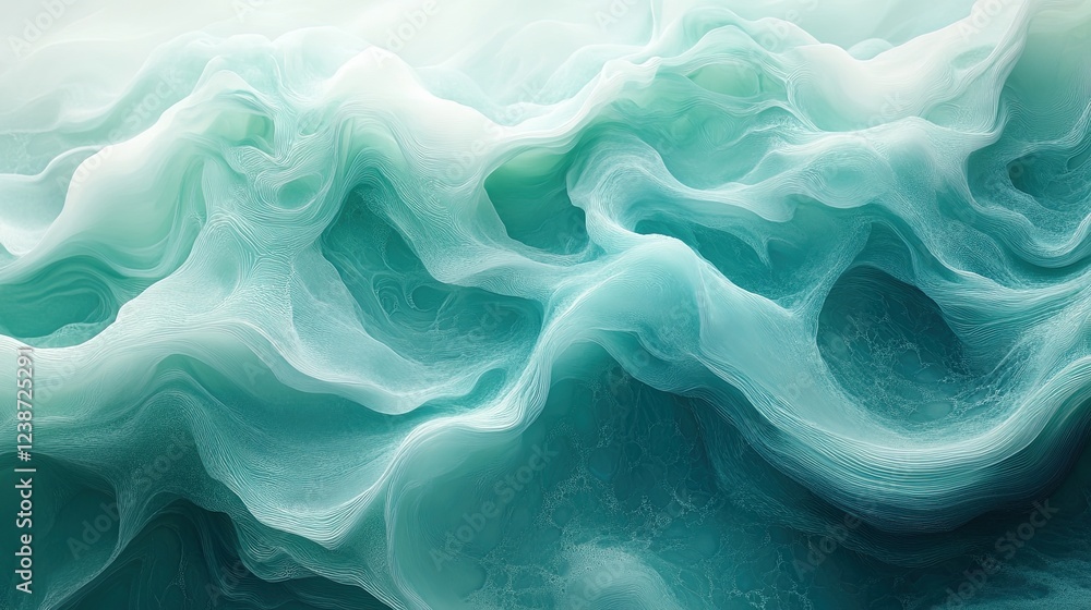 Poster turquoise smoke waves background; abstract use for web or graphic design