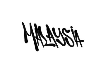 MALAYSIA country name sprayed graffiti letters isolated hand drawn calligraphy style