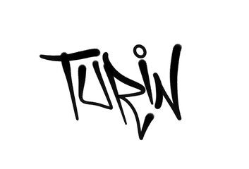 TURIN city name sprayed graffiti letters isolated hand drawn style