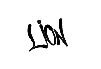 LION animals name sprayed graffiti letters isolated hand drawn style
